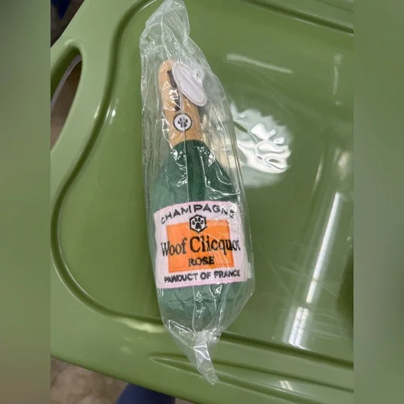 Woof Clicquot Rose' Champagne Bottle Squeaker Dog Toy Multiple Sizes - Picture 2 of 5